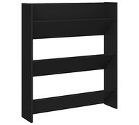 vidaXL Armoire à Chaussures Murale, Étagère à Chaussures Suspendue, Meuble de Rangement Salon Entrée, Scandinave, Noir Bois d'Ingénierie
