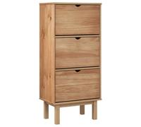 vidaXL Armoire à chaussures OTTA avec 3 tiroirs Marron Bois massif pin