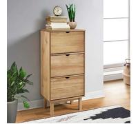 vidaXL Armoire à chaussures OTTA – 3 tiroirs, pin massif, marron – 55x35x120 cm