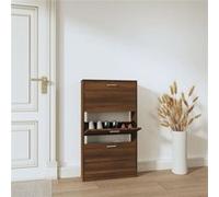 vidaXL Armoire à Chaussures Range-chaussures Armoire de Rangement Meuble à Chaussures Entrée Couloir Salon Chêne Marron 59x17x108cm Bois d'Ingénierie Marron G