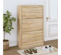 vidaXL Armoire à Chaussures Range-chaussures Armoire de Rangement Meuble à Chaussures Entrée Couloir Salon Chêne Sonoma 63x24x103cm Bois d'Ingénierie 342551 Marron G
