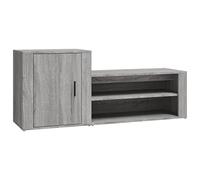 vidaXL Armoire à Chaussures Range-Chaussures Armoire de Rangemente Meuble à Chaussures Entrée Couloir Salon Sonoma Gris 130x35x54 cm Bois d'Ingénierie