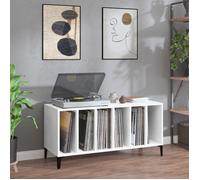 vidaXL Armoire à disques 100x38x48 cm Bois d'ingénierie Blanc – Rangement pour tourne-disque