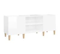 vidaXL Armoire à Disques, Armoire Latérale avec Rangement, Meuble pour Tourne-Disque, Buffet de Salon, Moderne, Blanc Brillant Bois d'Ingénierie