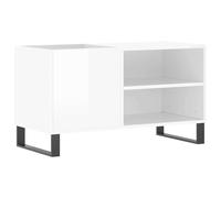vidaXL Armoire à Disques, Support de Tourne-Disque, Armoire Latérale avec Rangement, Buffet de Salon, Moderne, Blanc Brillant Bois d'Ingénierie
