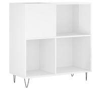 vidaXL Armoire à Disques, Support de Tourne-Disque, Armoire Latérale avec Rangement, Buffet de Salon, Moderne, Blanc Brillant Bois d'Ingénierie