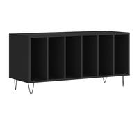 vidaXL Armoire à disques Noir G – Support pour tourne-disque, bois d'ingénierie, 100x38x48 cm