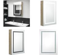 vidaXL Armoire à glace LED pour salle de bain aspect chêne 50x13x70 cm - Armoire de salle de bain - Armoire à glace - Armoire à glace