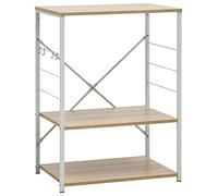 vidaXL Armoire à Micro-Ondes, Support pour Micro-Ondes, Étagère de Cuisine, Meuble de Rangement Salle à Manger Maison Intérieur, Blanc et Chêne