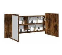 vidaXL Armoire à miroir à LED de bain chêne fumé 100x12x45 cm, armoire à miroir, armoire de maquillage avec miroir, armoire 834959 Marron G