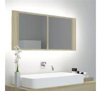 vidaXL Armoire à miroir à LED de bain Chêne sonoma 100x12x45 Acrylique Brun G
