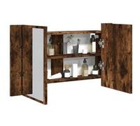 vidaXL Armoire à Miroir à LED de Bain, Placard avec 2 Étagères, Meuble de Rangement, Organisateur de Toilette, Moderne, 834951 Marron G