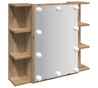 vidaXL Armoire à Miroir avec LED chêne Artisanal 70x16,5x60 cm, Armoire de Toilette LED, Armoire Murale, Armoire LED