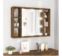 vidaXL Armoire à miroir 820445 avec LED Chêne fumé 76x15x55 cm