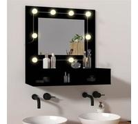 vidaXL Armoire à miroir avec LED – Étagère de rangement murale – Noir 60x31,5x62 cm