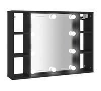 vidaXL Armoire à miroir avec LED noir 76x15x55 cm
