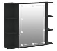 vidaXL Armoire à Miroir avec LED, Placard Mural avec Rangement, Meuble avec Lumière, Organisateur de Salle de Bain Toilette, Moderne, Noir