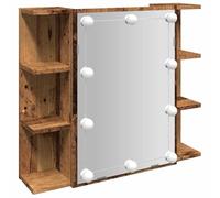 vidaXL Armoire à Miroir avec LED Vieux Bois 70x16,5x60 cm, Armoire de Toilette LED, Armoire Murale, Armoire LED, Armoire de Toilette de Salle de Bain
