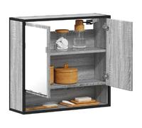 vidaXL Armoire à Miroir de Salle de Bain Sonoma Gris Bois d’ingénierie, Armoire à Miroir, Armoire de Maquillage avec Miroir, Miroir de Salle de Bain avec Rangement