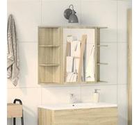 vidaXL Armoire à miroir de bain 849603 – Chêne sonoma 80×20,5×64 cm Aggloméré