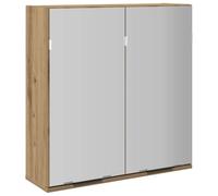 vidaXL Armoire à Miroir de Salle de Bain chêne Artisanal 64x20x66,5 cm, Placard à Miroir, Armoire Murale avec Miroir, Armoire Murale de Salle de Bain avec Miroir