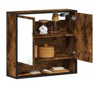 vidaXL Armoire à miroir de salle de bain chêne fumé bois d’ingénierie, armoire à miroir, armoire de maquillage avec miroir, 849261 Marron