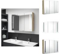 vidaXL Armoire à miroir de salle de bain LED 89x14x62 cm aspect chêne - lavabos de salle de bain