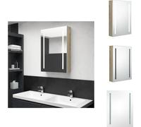 vidaXL Armoire à miroir de salle de bain LED blanc et aspect chêne 50x13x70 cm - lavabos de salle de bain