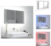 vidaXL Armoire à miroir de salle de bain LED gris béton 80x12x45 cm Acrylique - lavabos de salle de bain