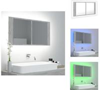 vidaXL Armoire à miroir de salle de bain LED gris béton 90x12x45 cm Acrylique - lavabos de salle de bain