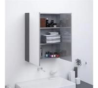 vidaXL Armoire à miroir de salle de bain 60x15x75 cm MDF Gris brillant