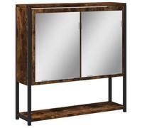 vidaXL Armoire à Miroir de Salle de Bain, Placard Mural de Toilette avec Miroir, Meuble de Rangement, Moderne, Chêne Fumé Bois d'Ingénierie