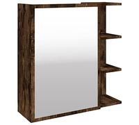 vidaXL Armoire à Miroir de Salle de Bain, Placard Murale avec 5 Compartiments, Meuble de Rangement Suspendu, Moderne, Chêne Fumé Bois d'Ingénierie