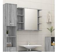 vidaXL Armoire à miroir de salle de bain Sonoma Gris 80x20,5x64 cm Bois 815523