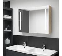 vidaXL Armoire à miroir LED blanc/chêne