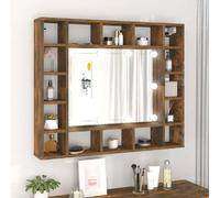 vidaXL Armoire à miroir LED Chêne fumé
