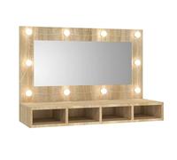 vidaXL Armoire à Miroir LED Murale de Salle de Bain avec Rangement en Chêne Sonoma 90x31,5x62 cm