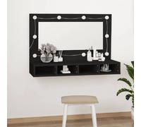 Armoire à miroir - - 90x31,5x62 cm - LED - Noir - Design contemporain