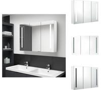 vidaXL Armoire à miroir LED pour salle de bain 89x14x62 cm Blanc brillant - lavabos de salle de bain