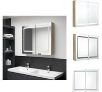 vidaXL Armoire à miroir LED pour salle de bain aspect chêne 80x12x68 cm - lavabos de salle de bain