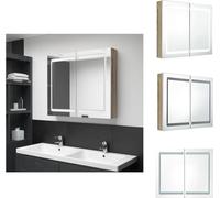 vidaXL Armoire à miroir LED pour salle de bain blanc et aspect chêne 80x12x68 cm - lavabos de salle de bain