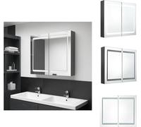vidaXL Armoire à miroir LED pour salle de bain Gris 80x12x68 cm - lavabos de salle de bain