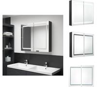 vidaXL Armoire à miroir LED pour salle de bain Noir brillant 80x12x68 cm - lavabos de salle de bain
