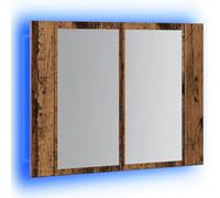 vidaXL Armoire à Miroir LED Vieux Bois 60x12x45 cm Bois d'ingénierie, Armoire à Miroir, Armoire de Maquillage avec Miroir, Armoire Murale avec Miroir