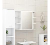 vidaXL Armoire à Miroir de Salle de Bain, Meuble de Rangement avec Compartiment et Porte, Armoire de Toilette Maison Intérieur, Blanc Bois d’Ingénierie