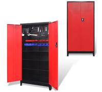 vidaXL Armoire à outils avec 2 portes acier 90x40x180 cm noir/rouge