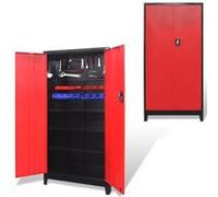vidaXL Armoire à outils avec 2 portes acier 90x40x180 cm noir/rouge