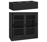 vidaXL Armoire à portes coulissantes avec jardinière Anthracite