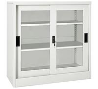 vidaXL Armoire à Portes Coulissantes Classeur Armoire à Dossiers Armoire de Classement Stockage de Fichiers Gris Clair 90x40x90 cm Acier