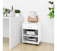 vidaXL Armoire à roulettes - Blanc Brillant